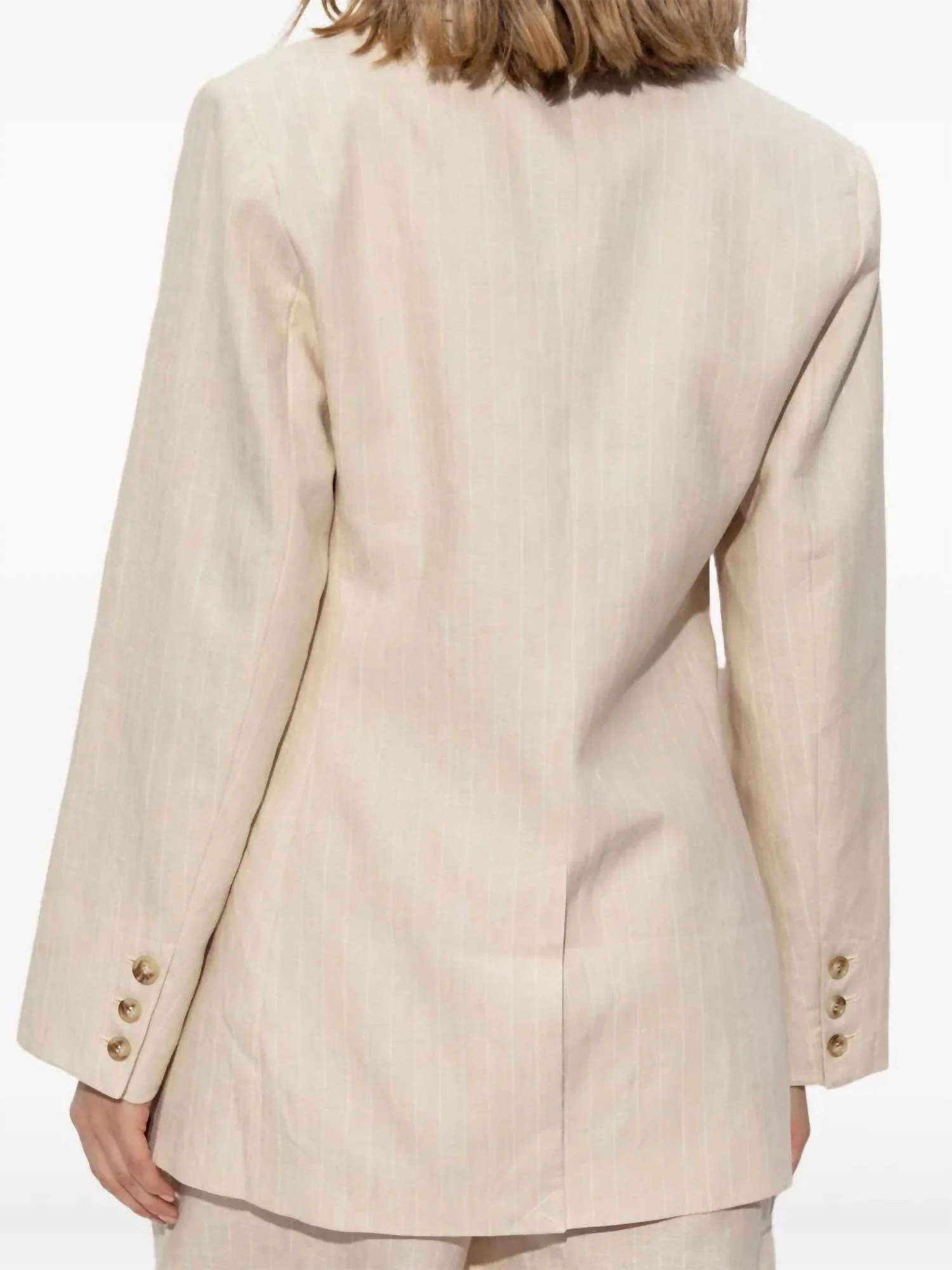 Leon Blazer In Beige Pinstripe