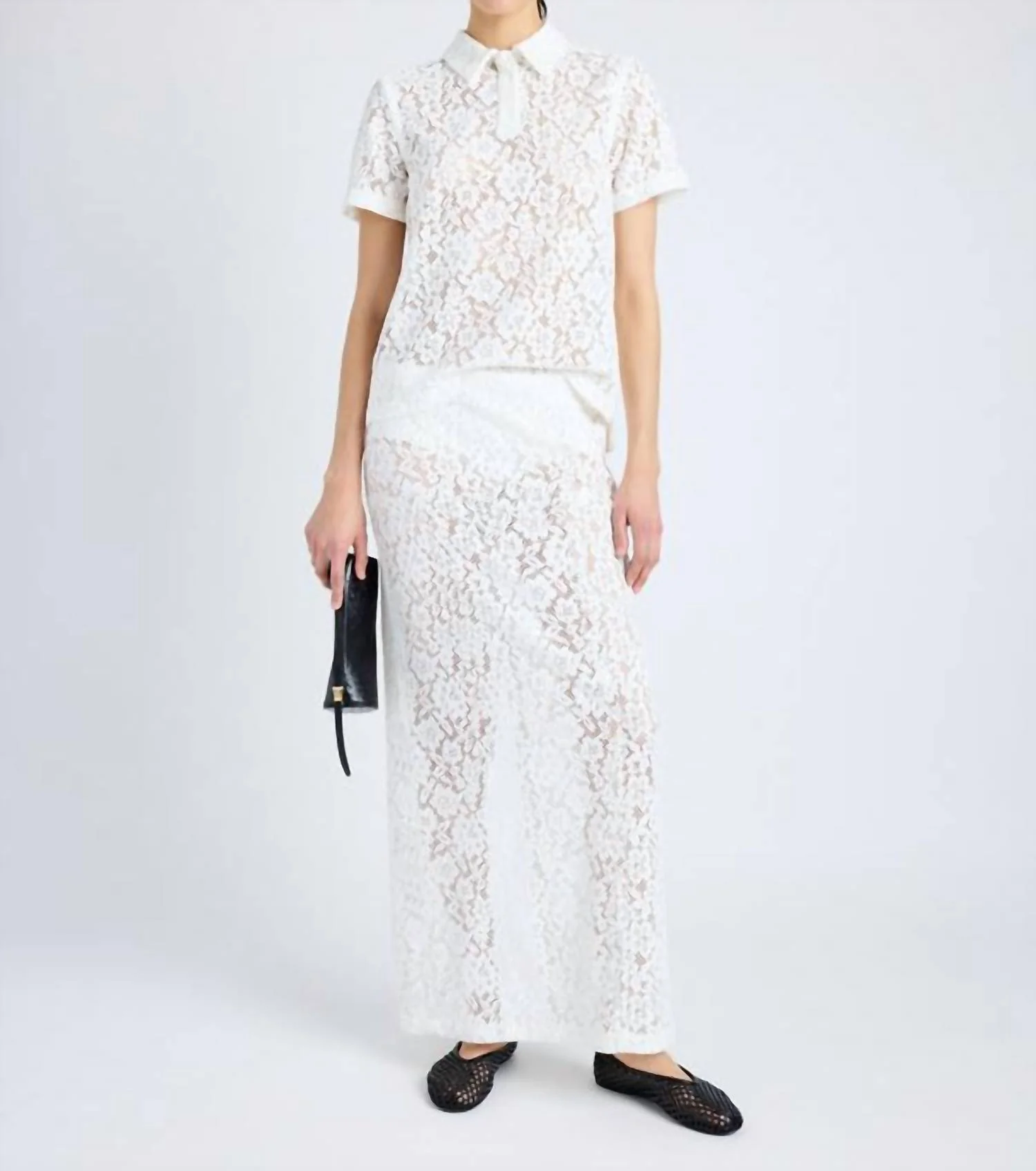 Jasmine Stretch Lace Skirt In Off White