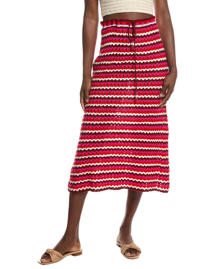 FARM Rio Colorful Stripes Crochet Skirt