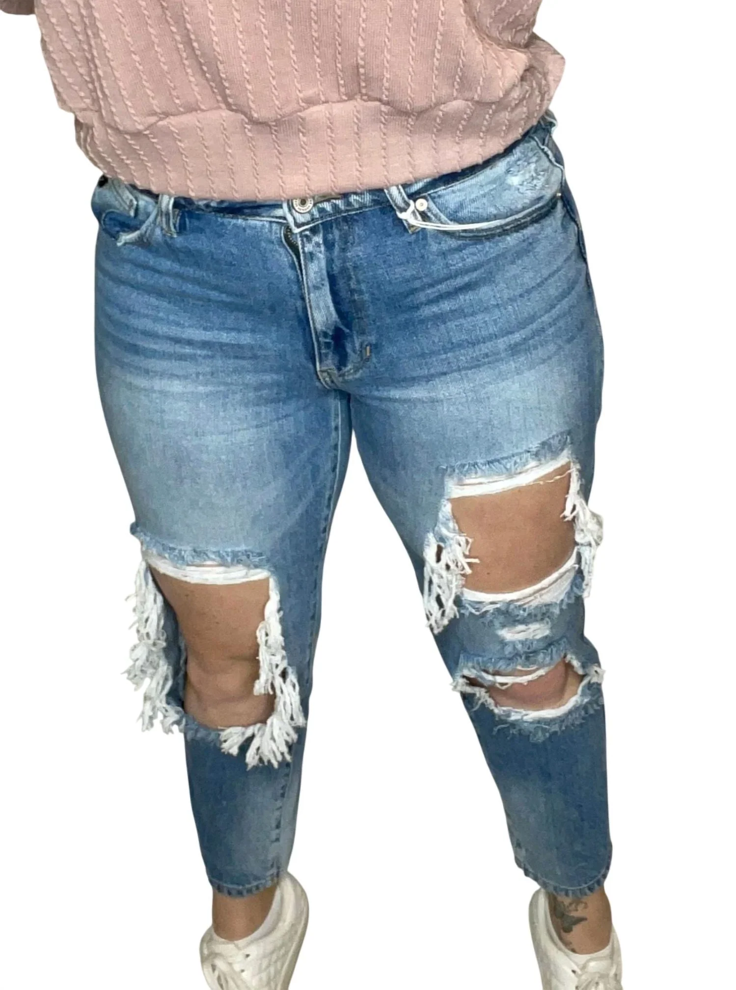 Taylor High Rise Boyfriend Fit Jeans In Medium Washed