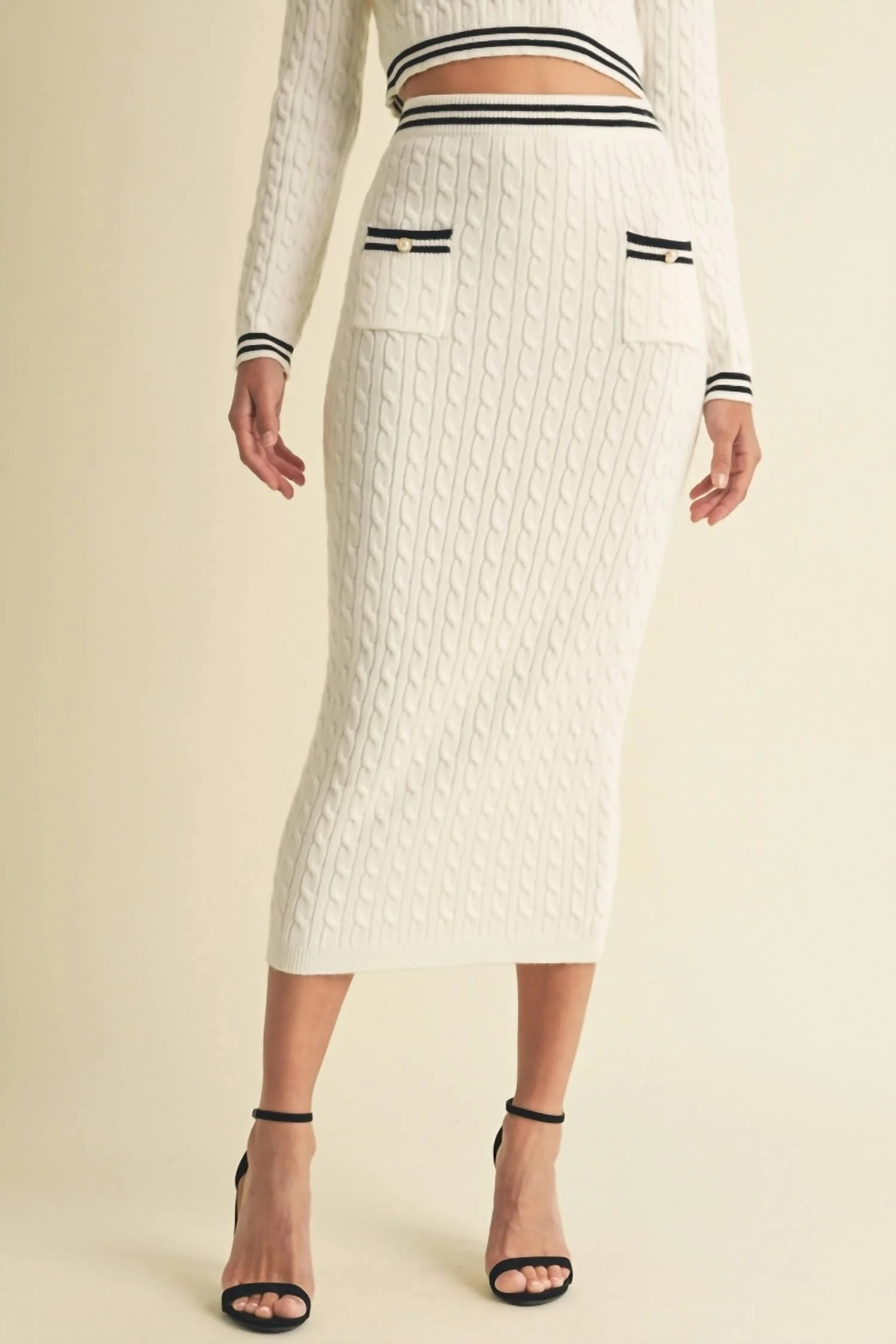Sweater Knit Maxi Skirt In Off White