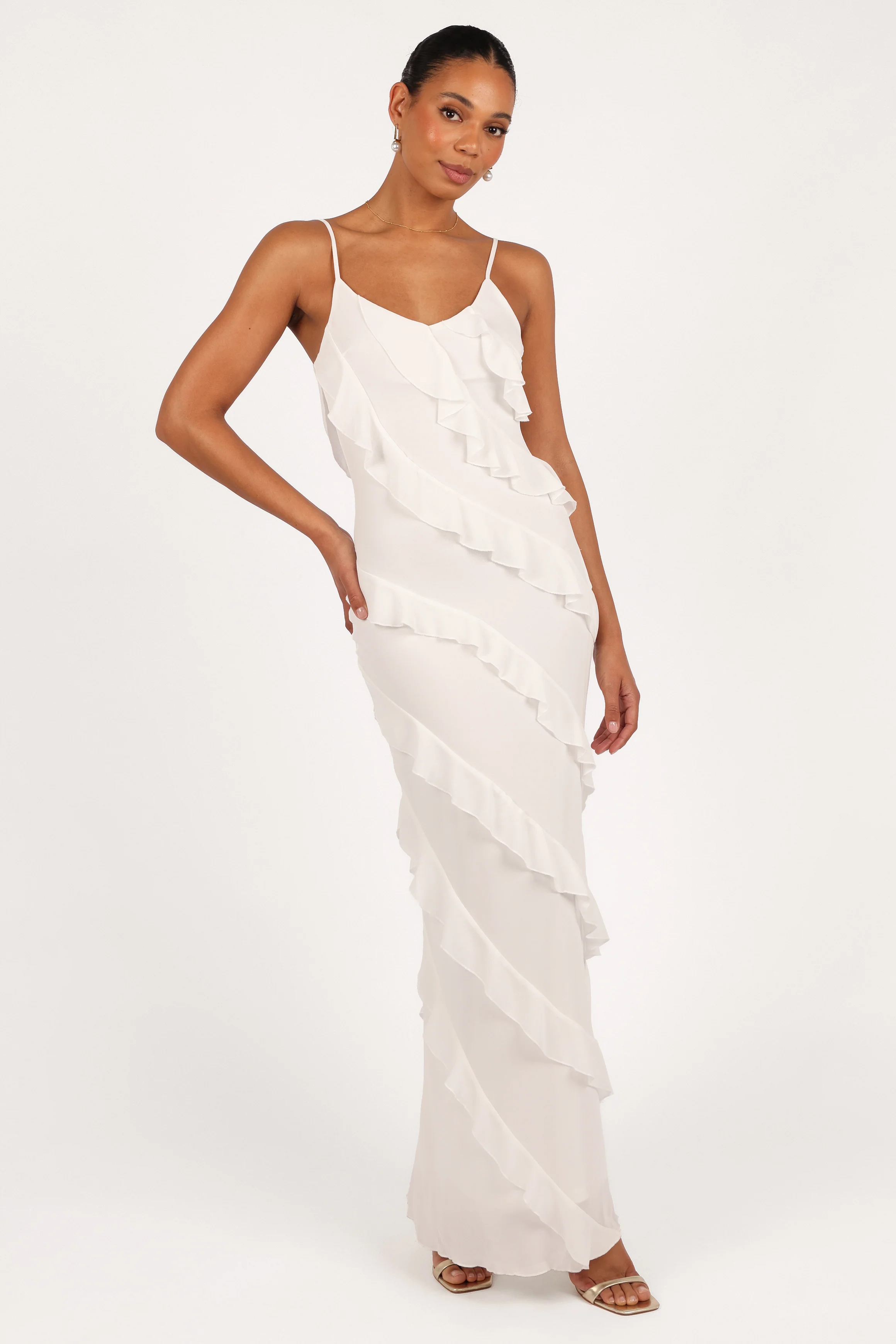 Ciao Ruffles Maxi Dress - Cloud White