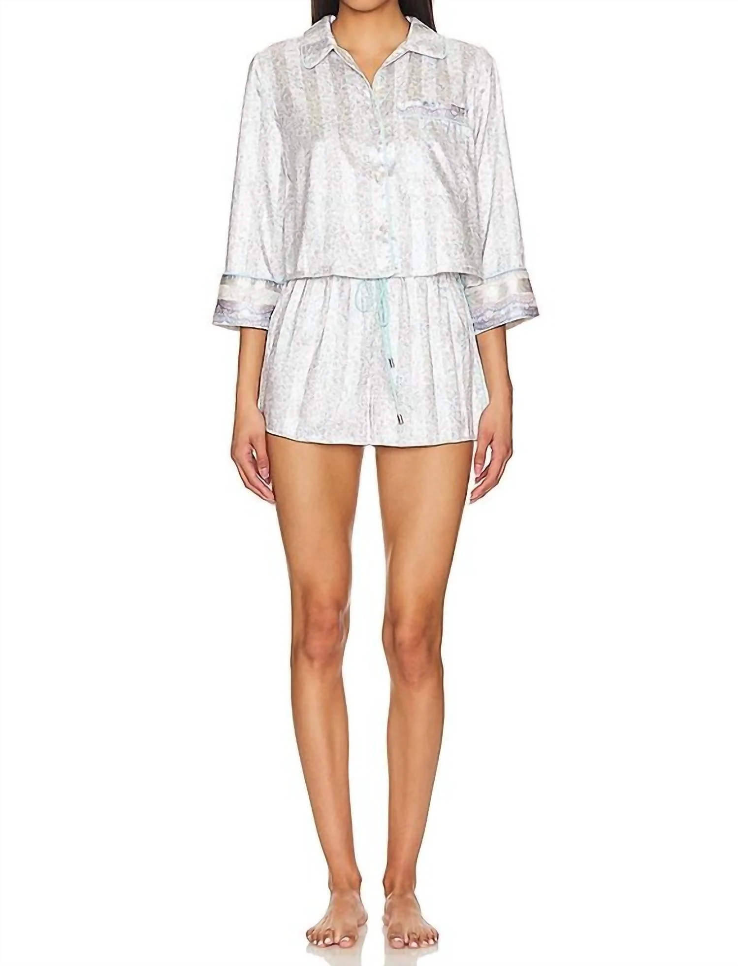 Pillow Talk Pajama Set In Ivory Combo