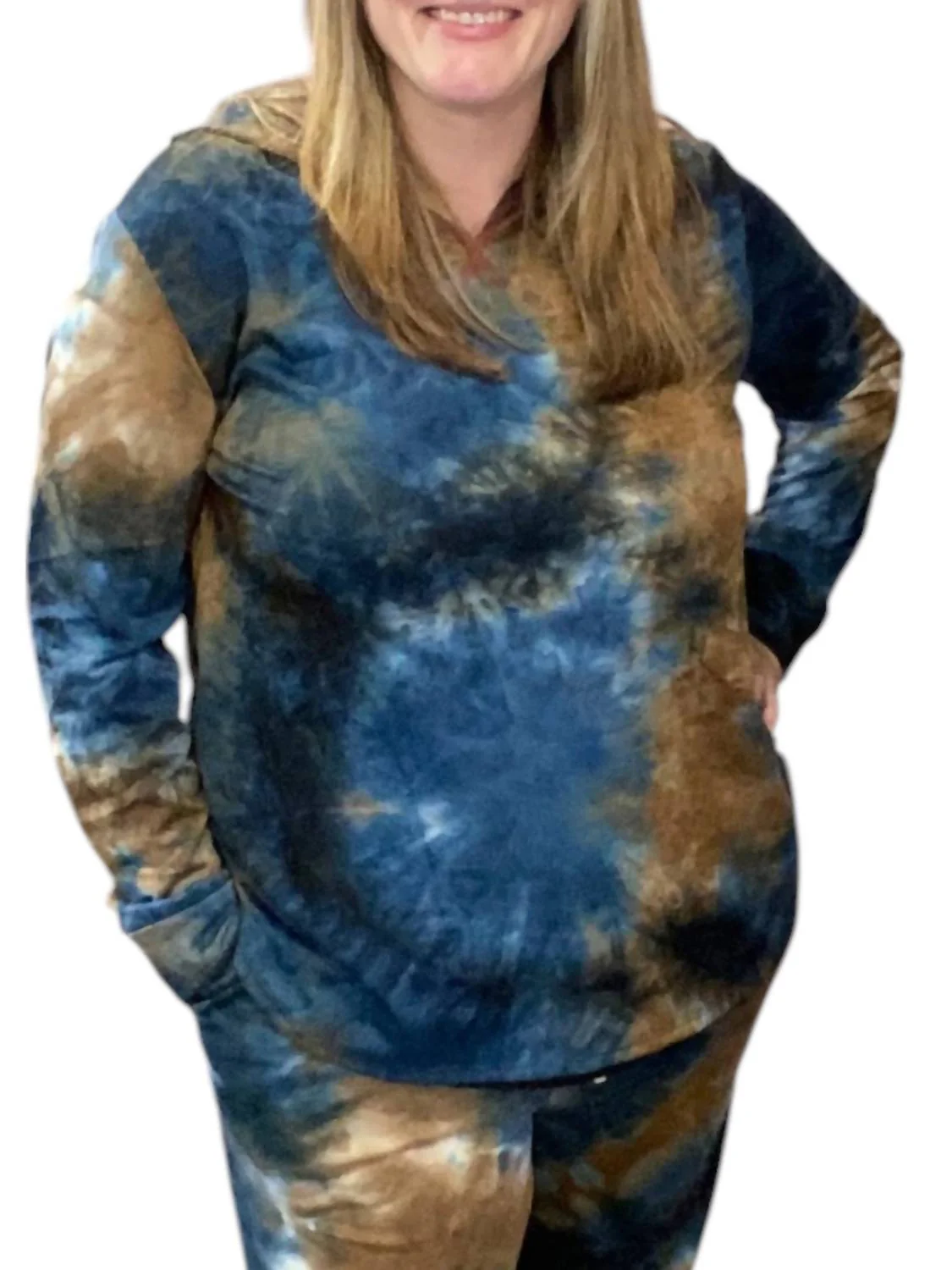 Tie-Dye Lounge Set In Blue/taupe