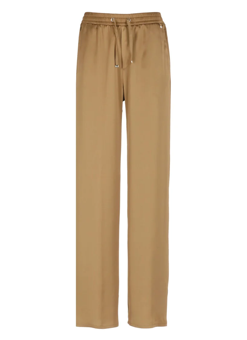 Relaxed-Fit Brown Satin Pants