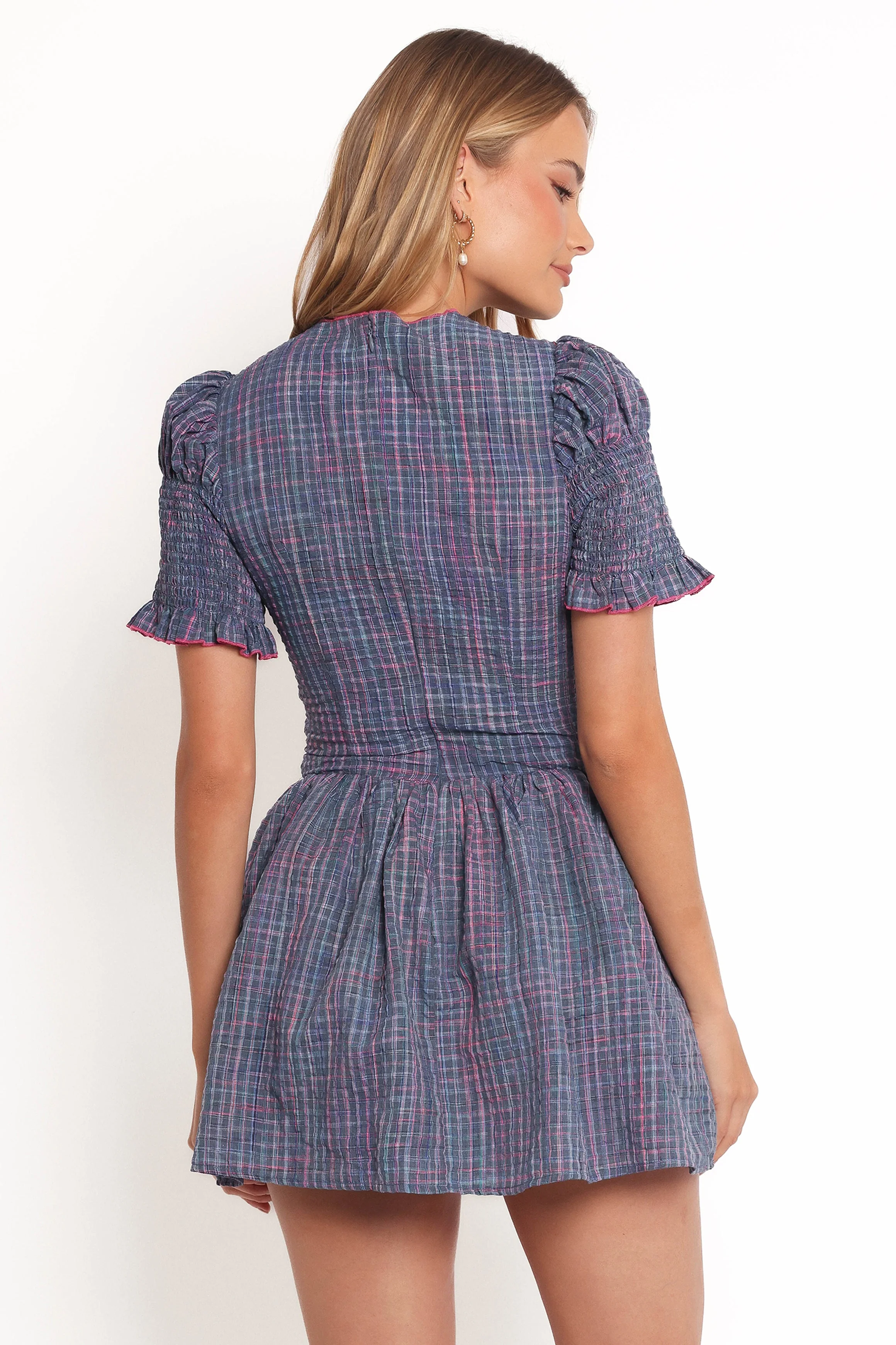 Celine Mini Dress - Navy Plaid