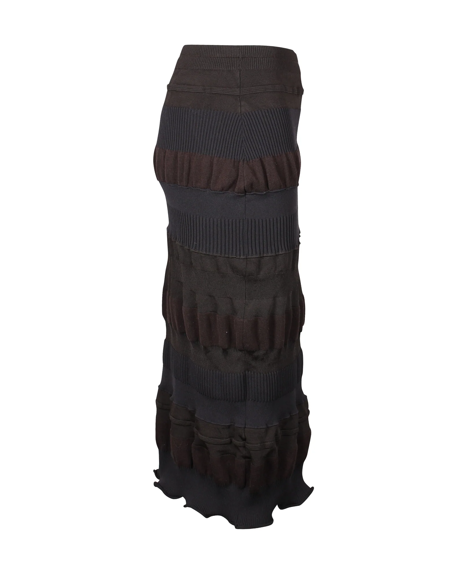 Acne Studios Paneled Midi Skirt in Brown Polyester