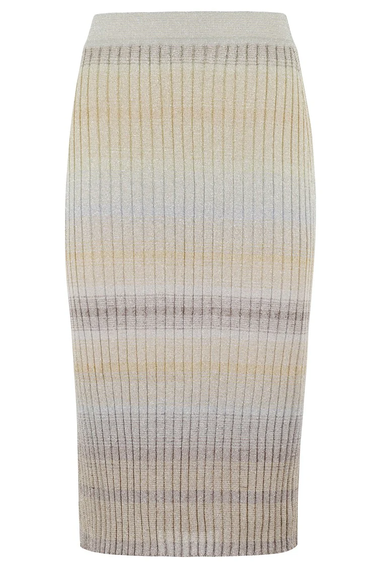 Ankle-Length Skirt With Ribbed Texture