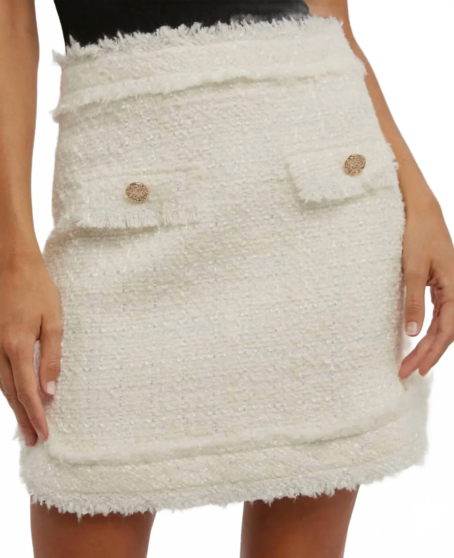 Tara Tweed Skirt In White