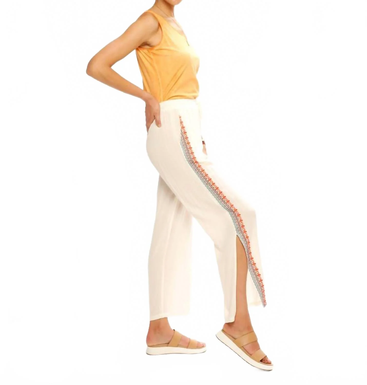 Women's Crinkled Pull On Pant In Ivory