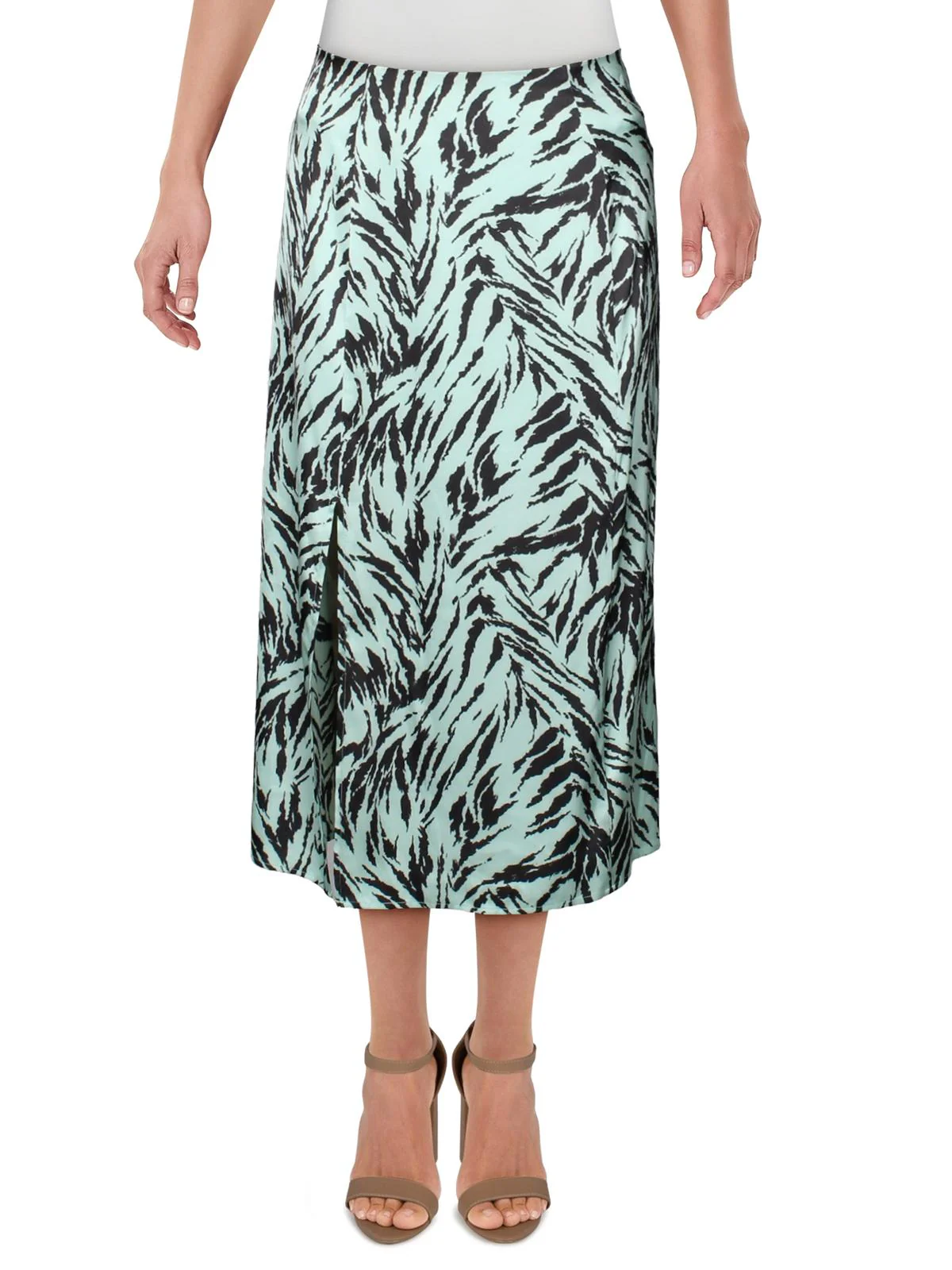Altamont Womens Tiger Print A-Line Midi Skirt