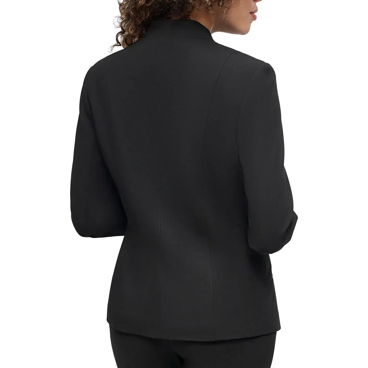 Womens Panel Polyester Collarless Blazer