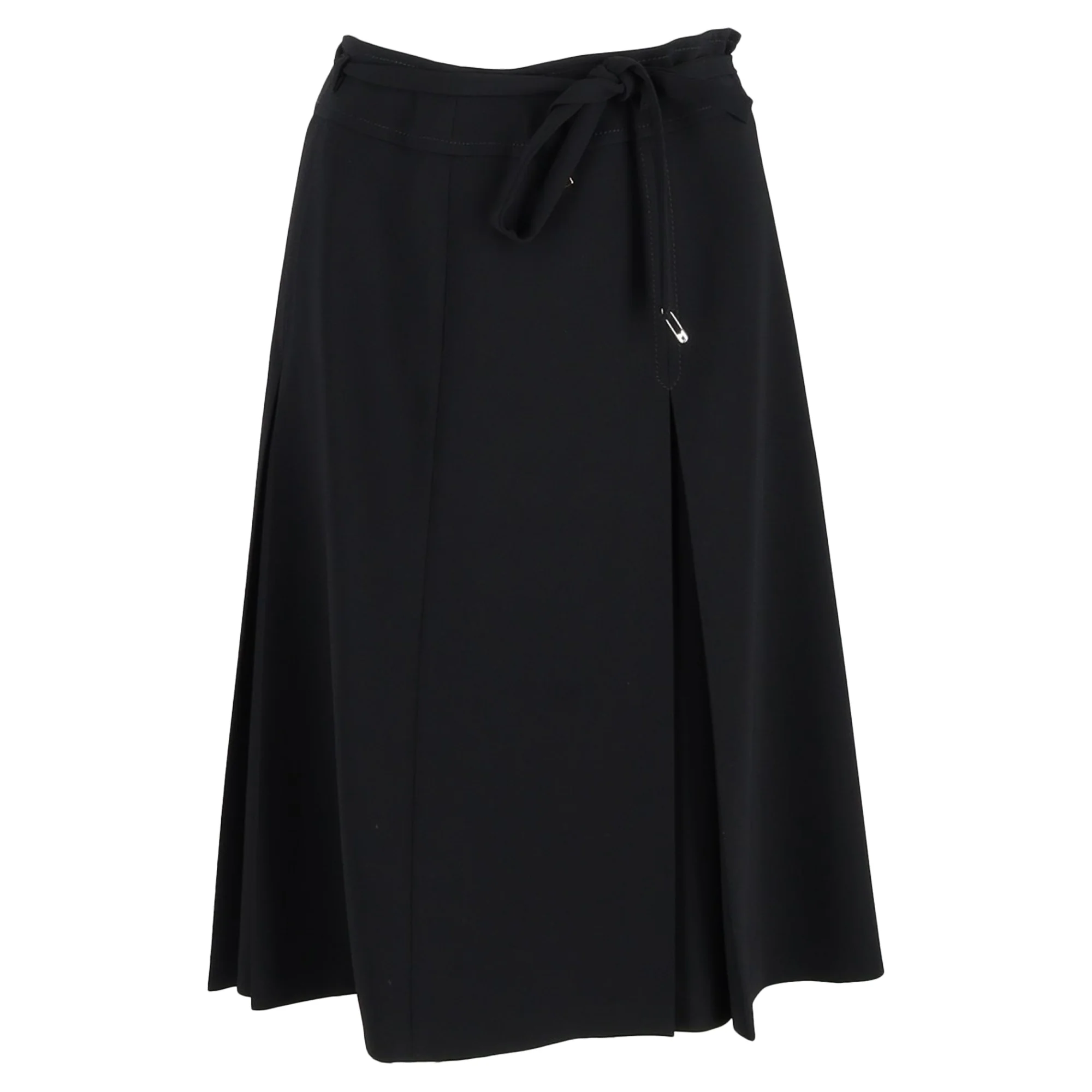 Max Mara Pleated Midi Skirt in Black Polyester