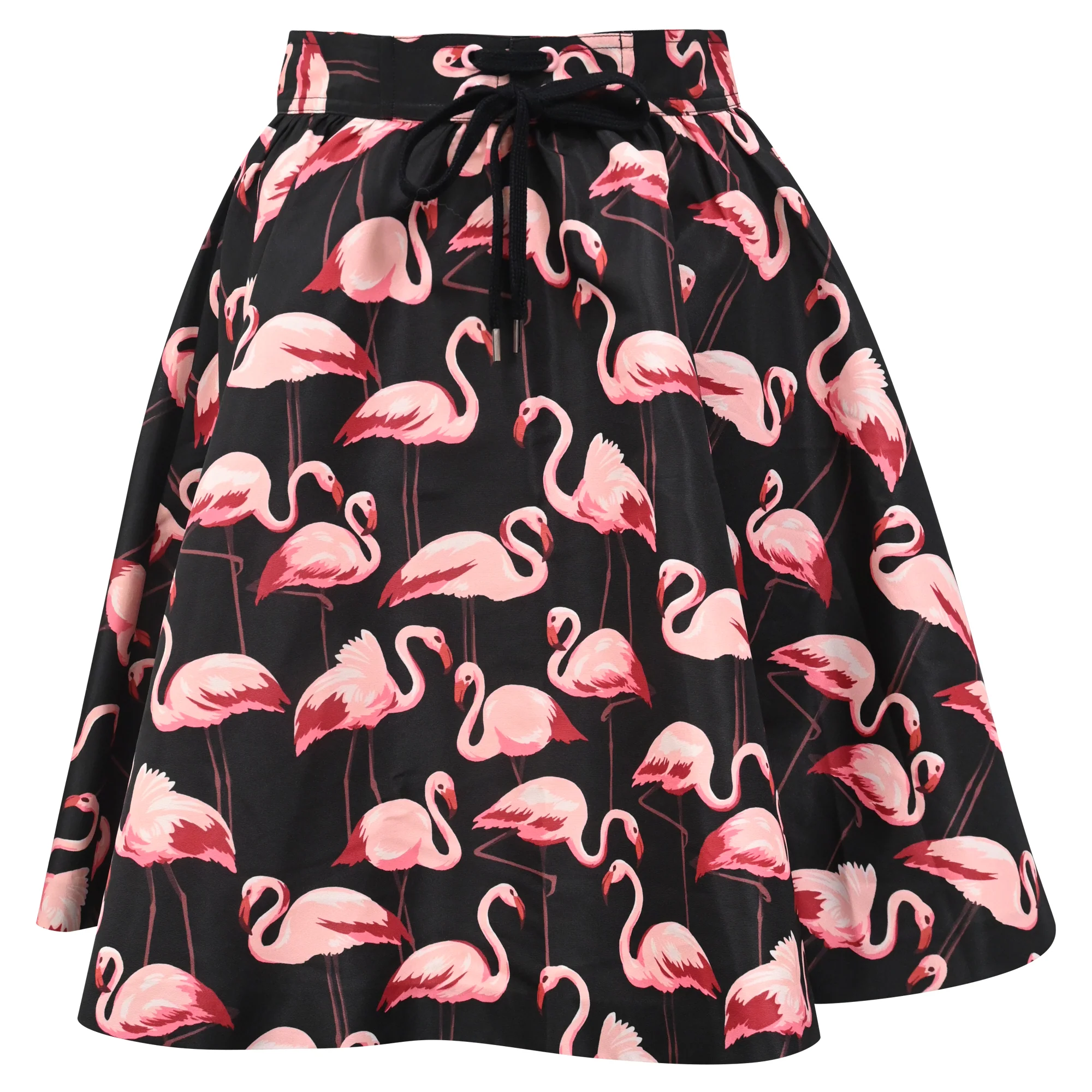 RED Valentino Flamingo Printed Skirt in Black Cotton