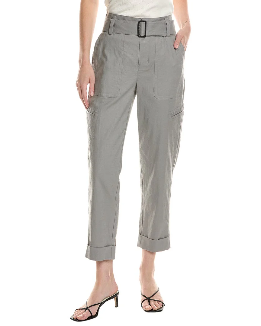 Vince Belted Linen-Blend Pant