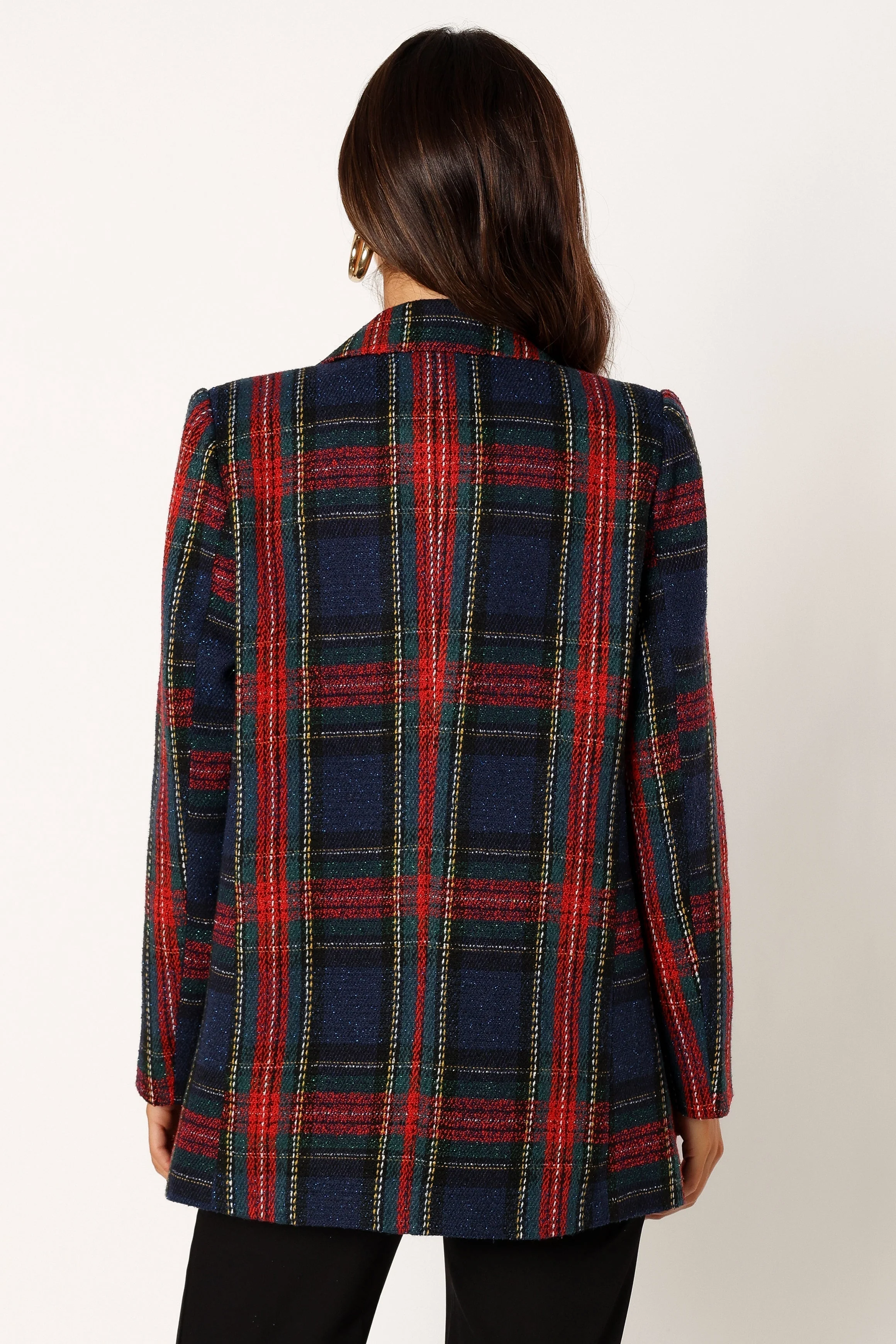 Vivienne Plaid Blazer - Red/Navy Multi