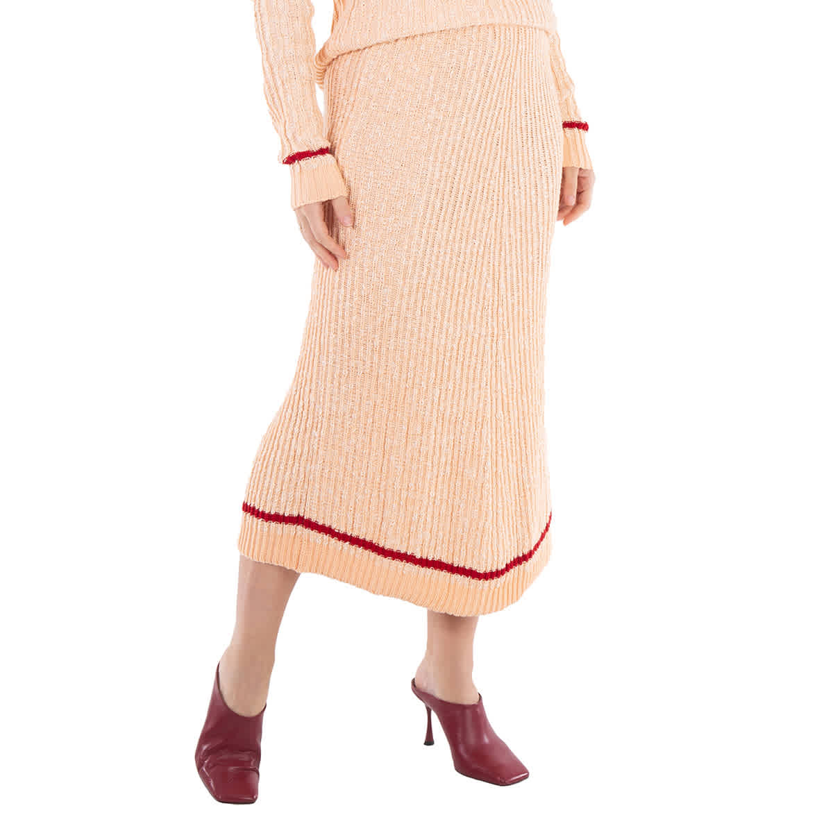 Jil Sander Ladies Ribbed Knit Midi Skirt