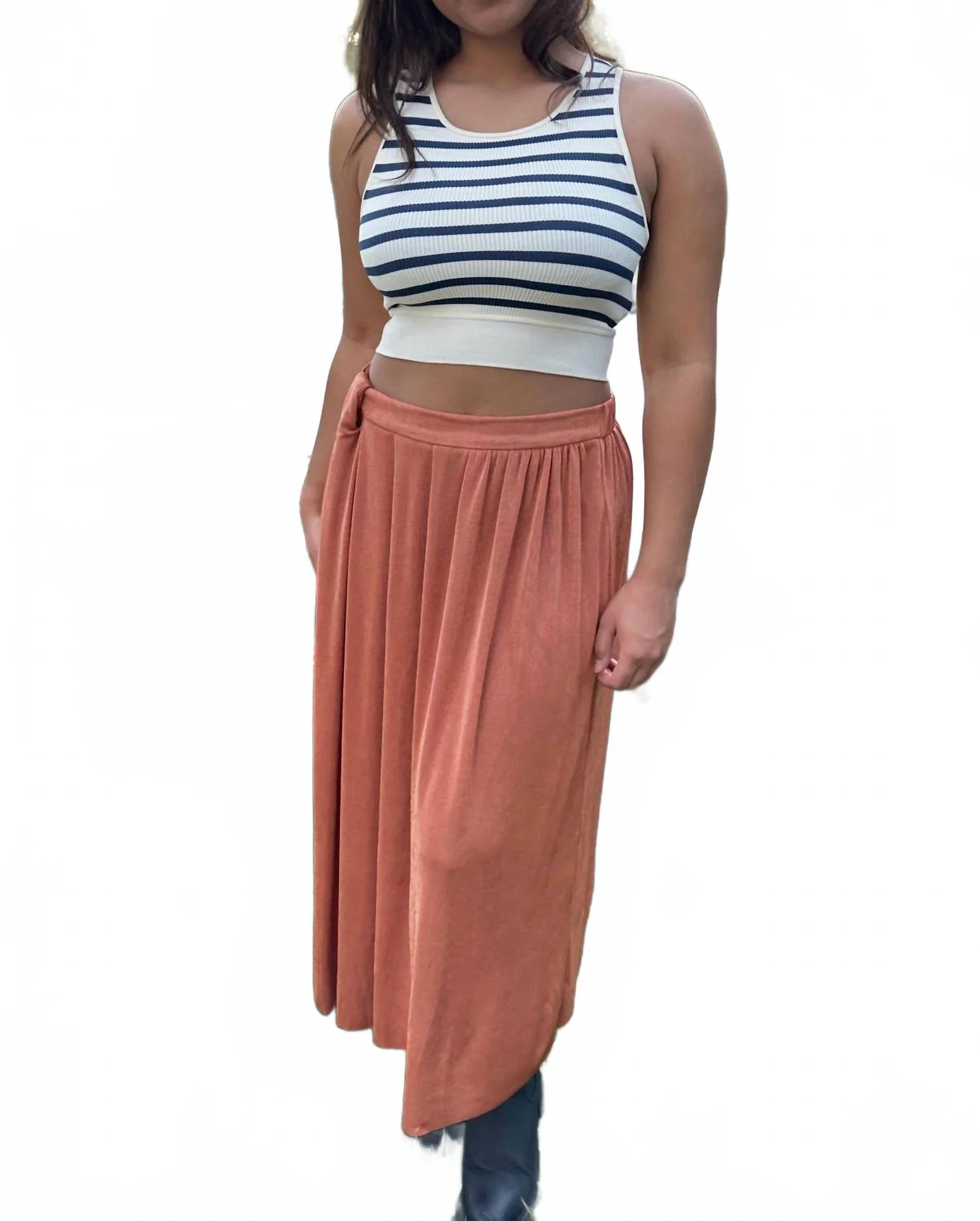 Sarah Tie Maxi Skirt In Orange