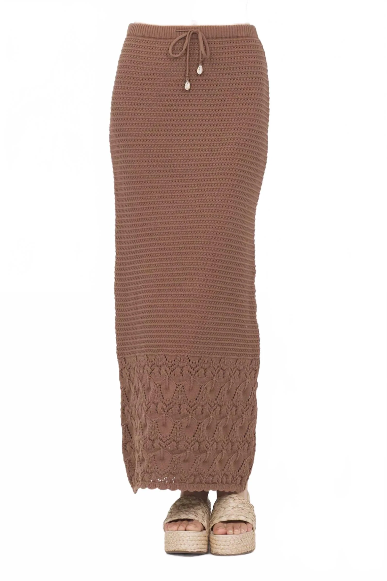 Crochet Maxi Skirt In Pecan