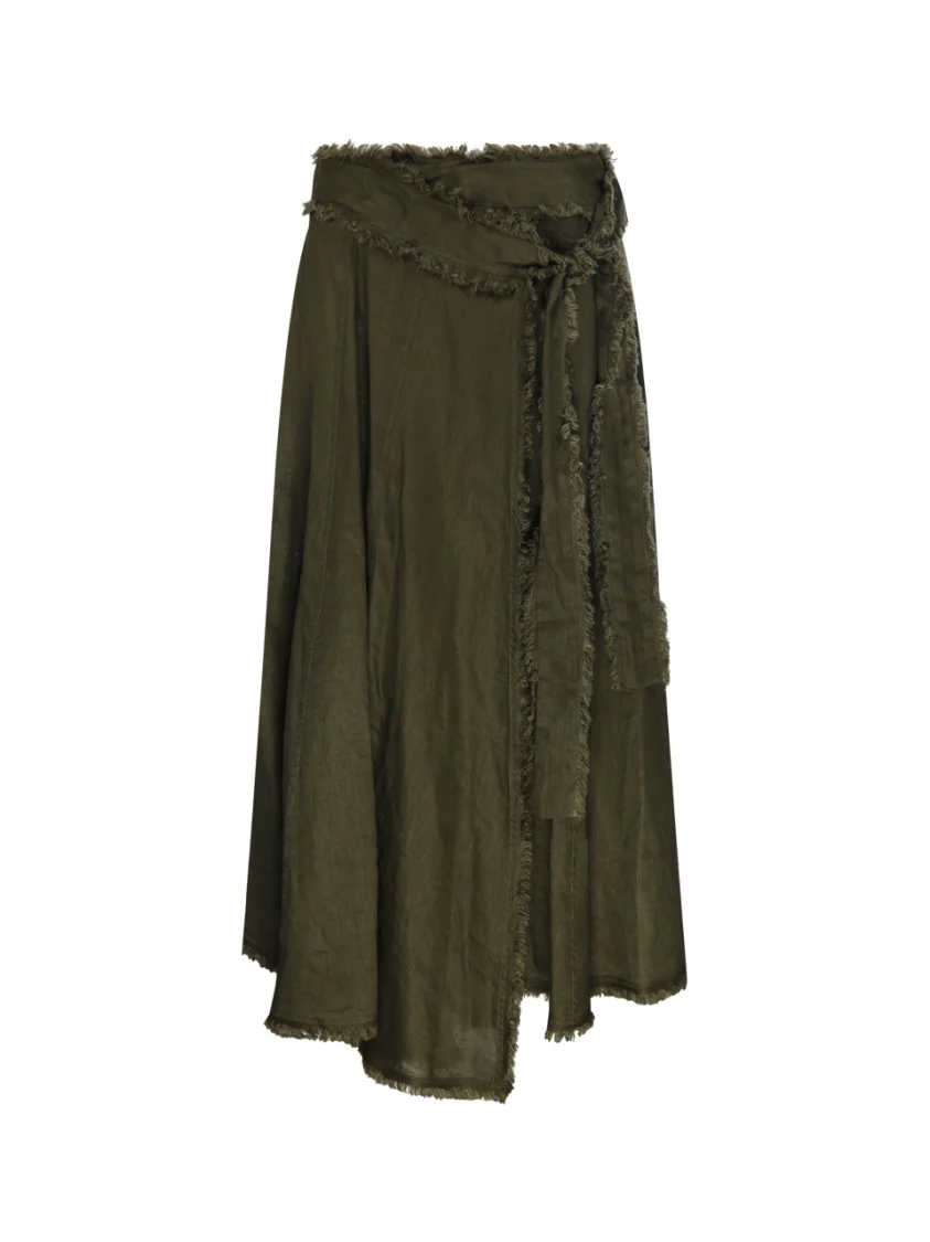 Flowing Linen Skirt With Frayed Hem
