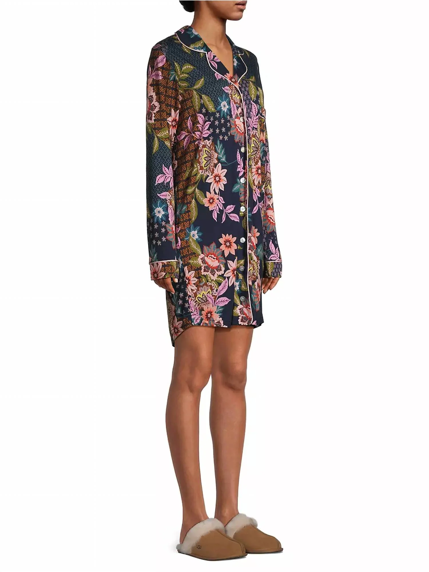 Long Sleeve Sleep Shirt In Delfino