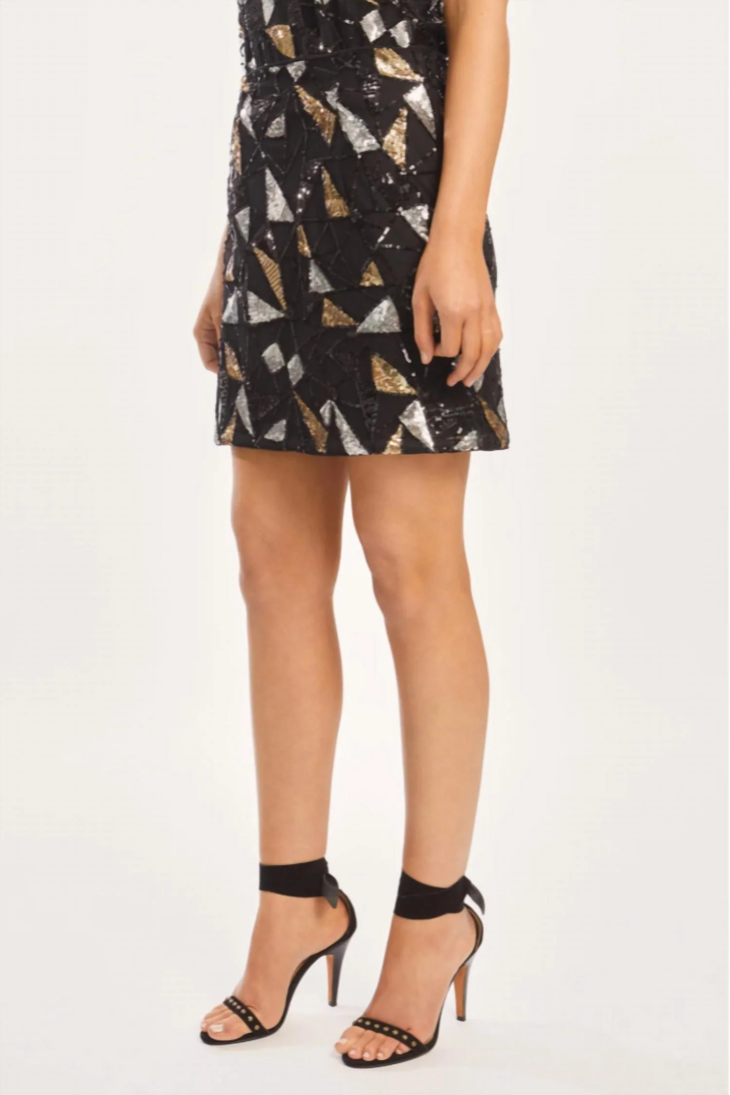 Lanita Precious Metal Geo Sequin Skirt