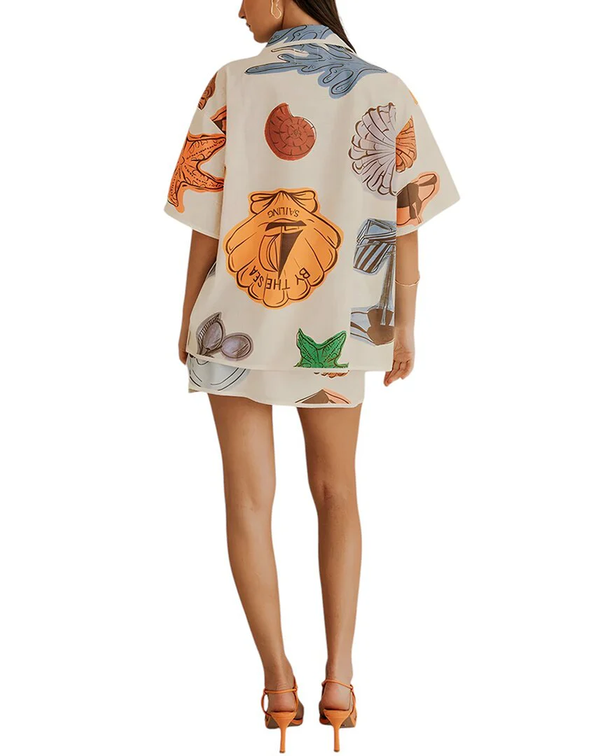 AMINA GLAM 2pc Linen-Blend Shirt & Skirt Set