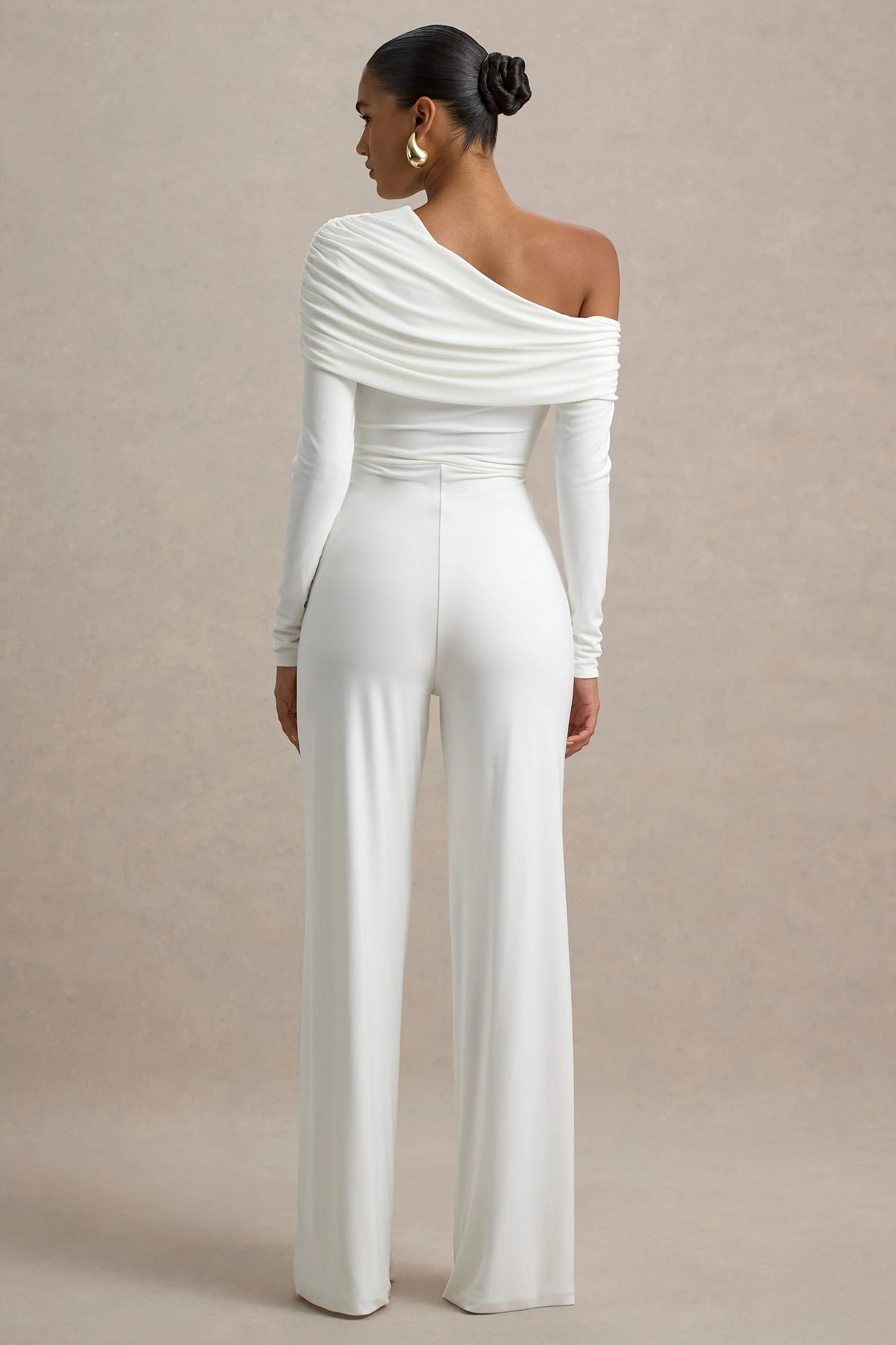 Gracious | White Jumpsuit With Asymmetric Neckline