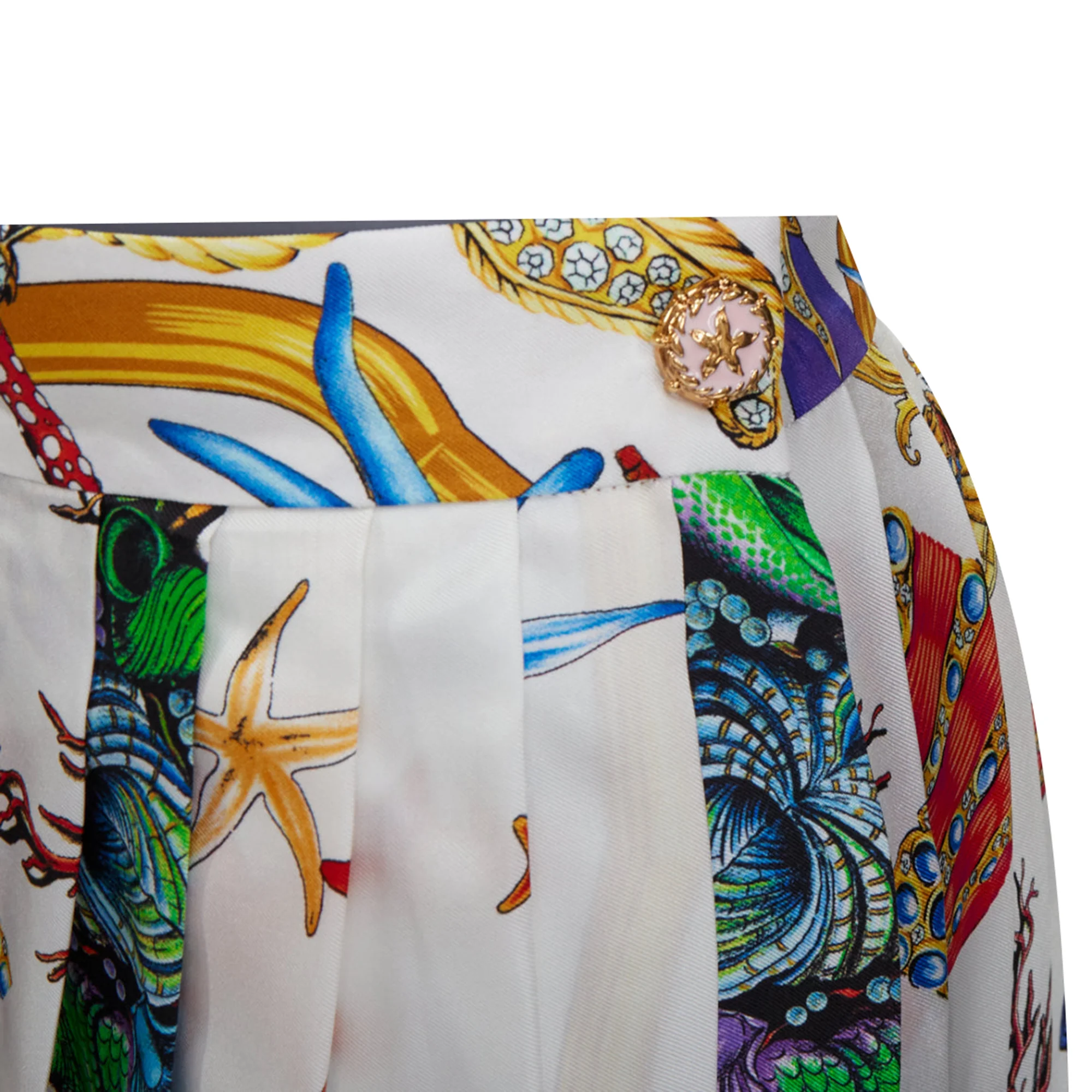 Versace silk starfish pleated skirt