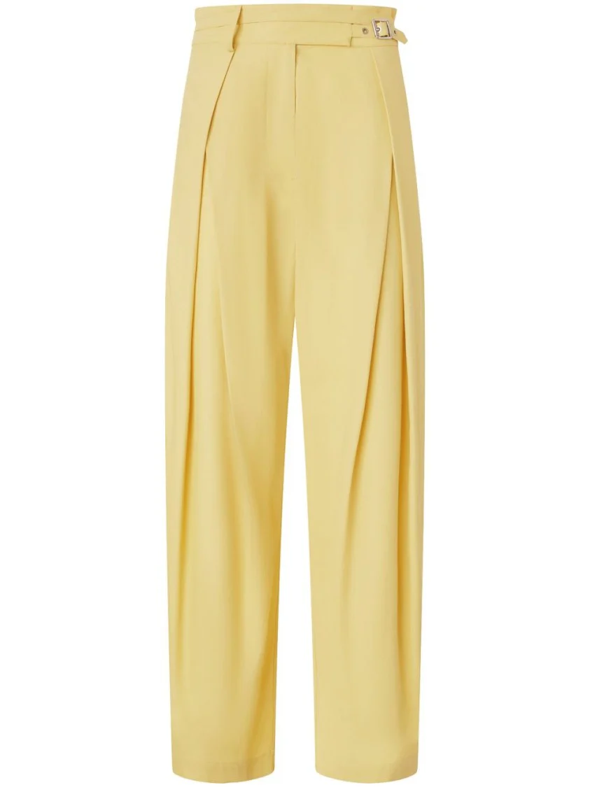 Belted Butter Yellow Trouser With Layered Details