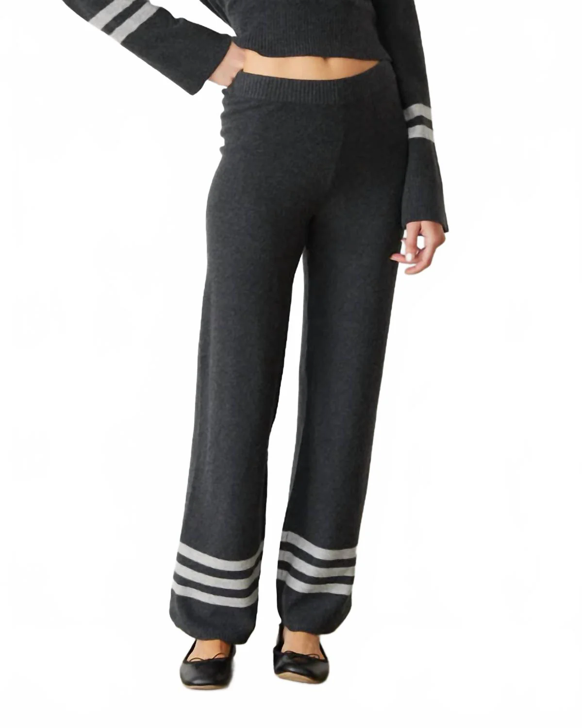 Plush Stripe Straight Leg Pant In Faded Black