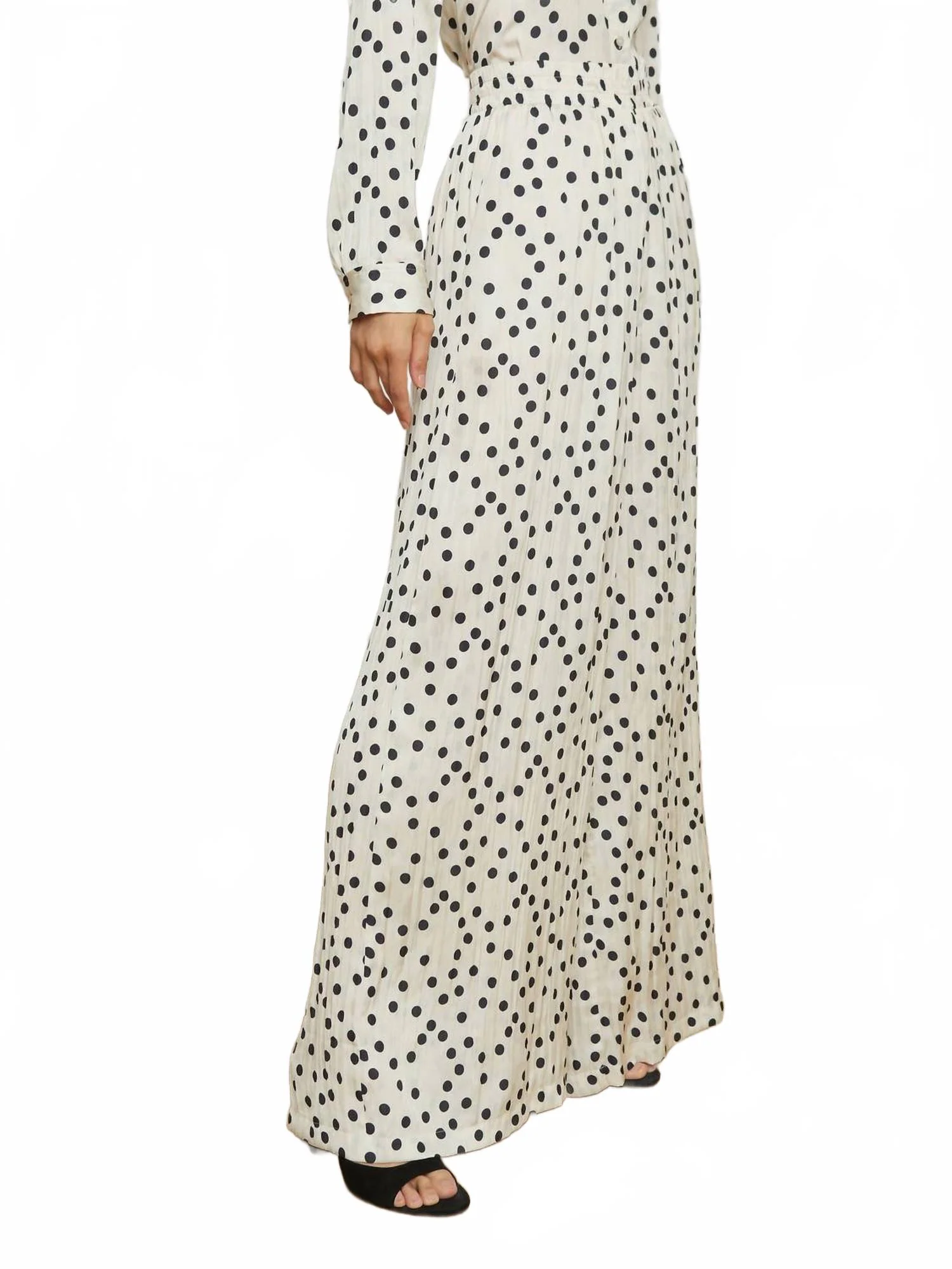 Lillian Polka Dot Wide Leg Pant In Ecru/black