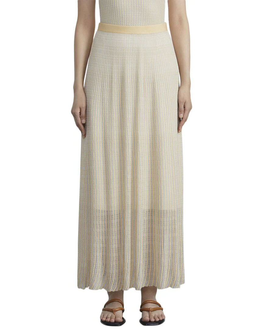Lafayette 148 New York Pleated Rib Stitch Silk Skirt