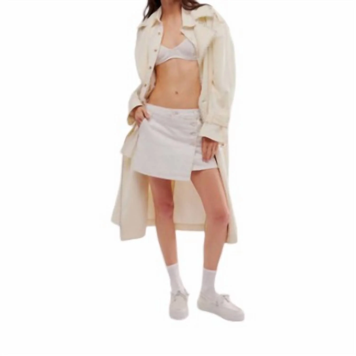 Wynne Denim Skirt In Bright White