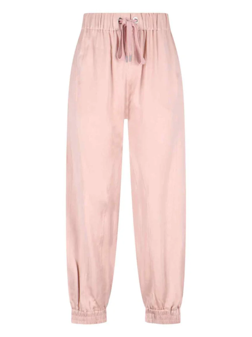 High-Waisted Silk Blend Athletic Pants With Drawstring Closure
