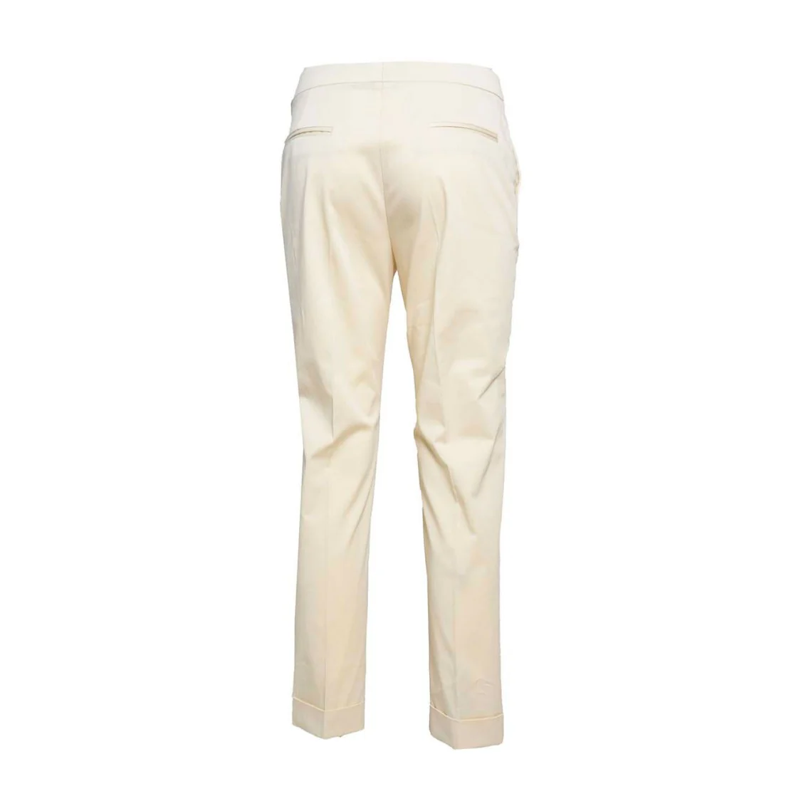 Cream Cotton Straight Pants