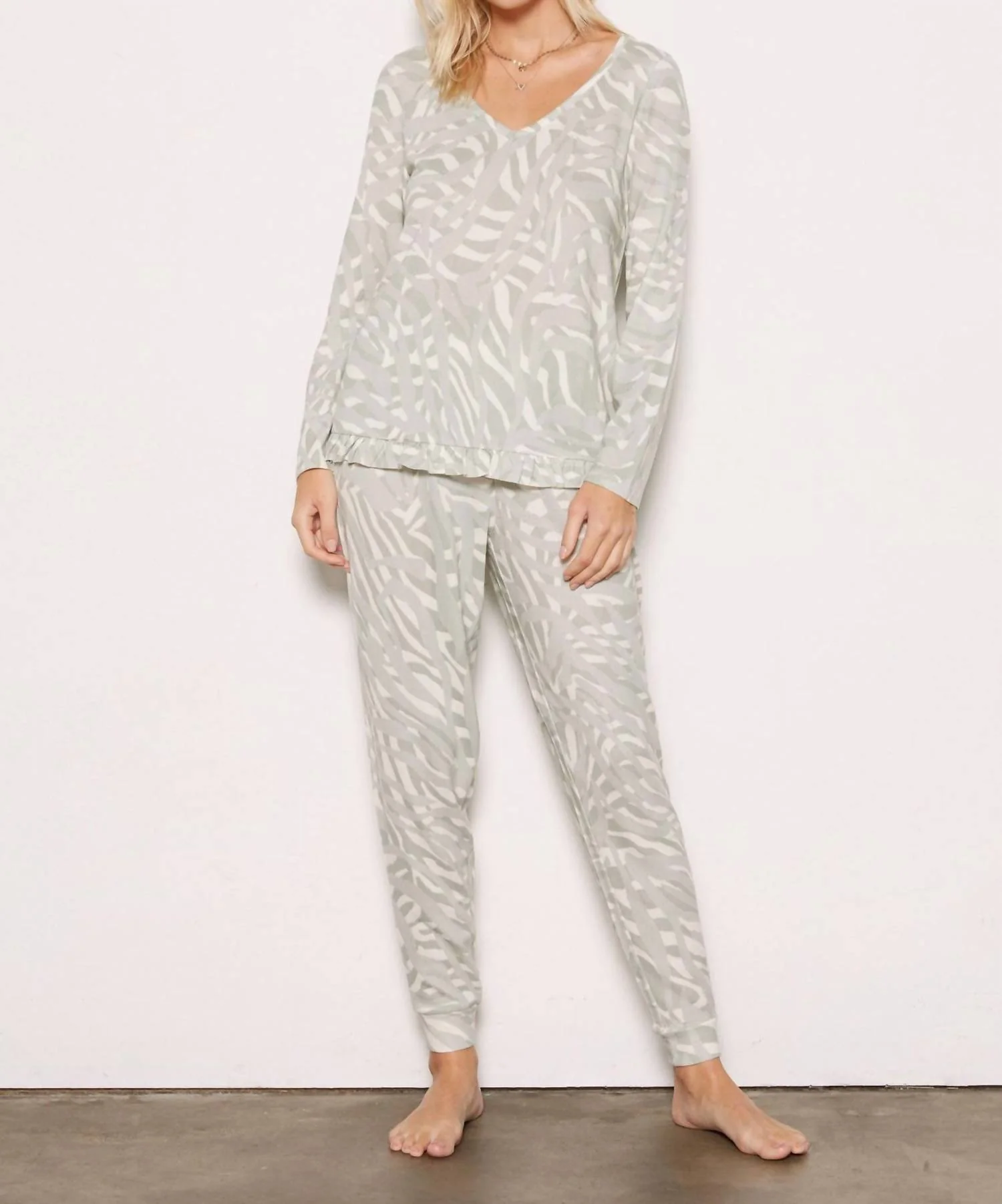 Jade Long Sleeve Jogger Set In Camo Zebra