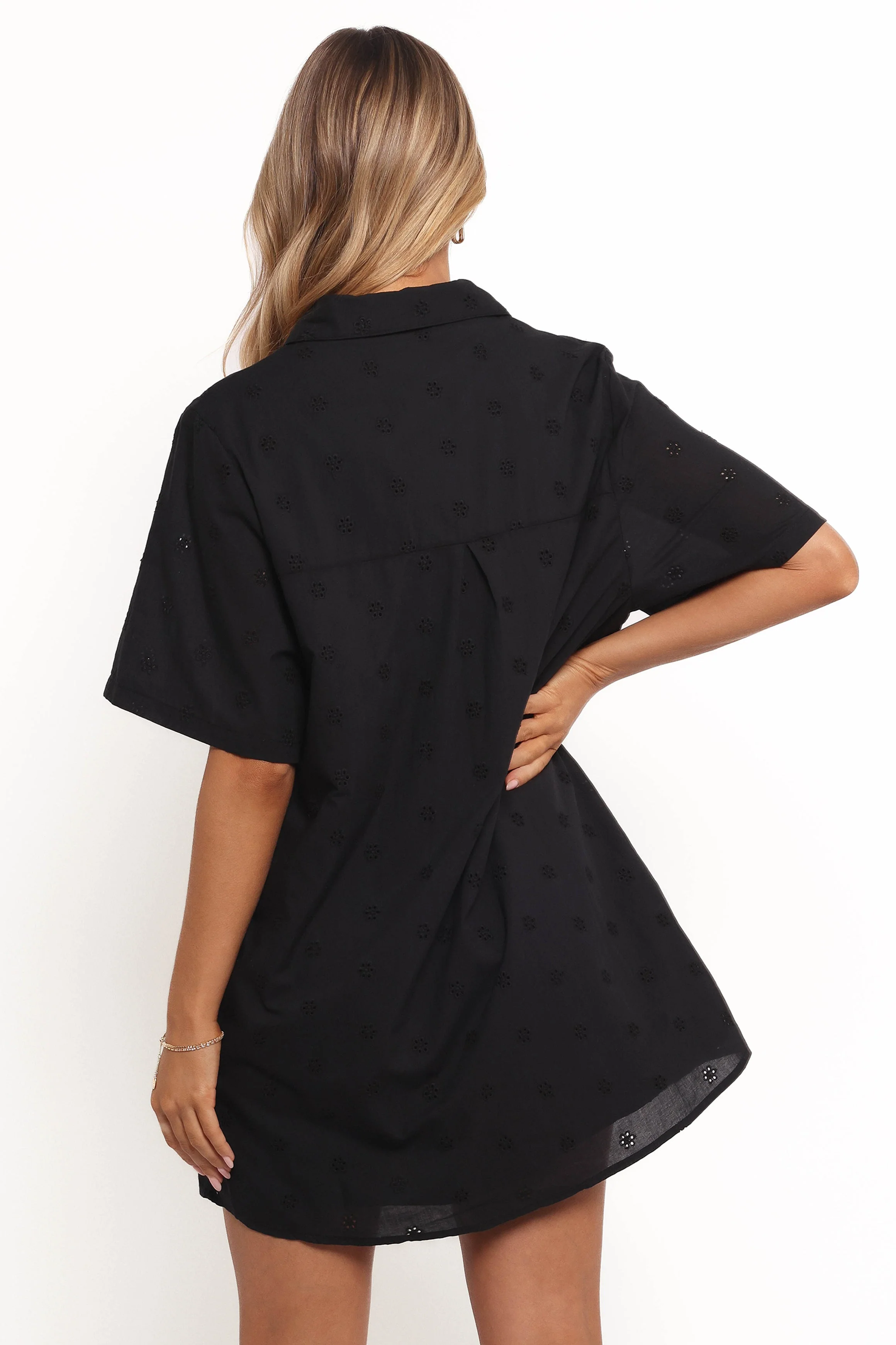 Grady Collared Shirt Dress - Black