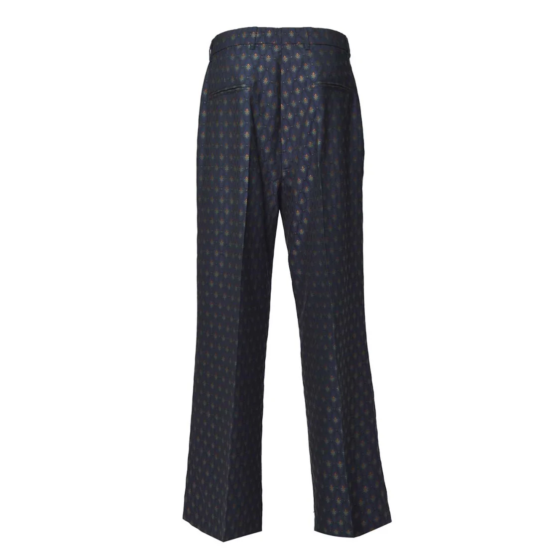 Blue Jacquard Wool Palazzo Pants