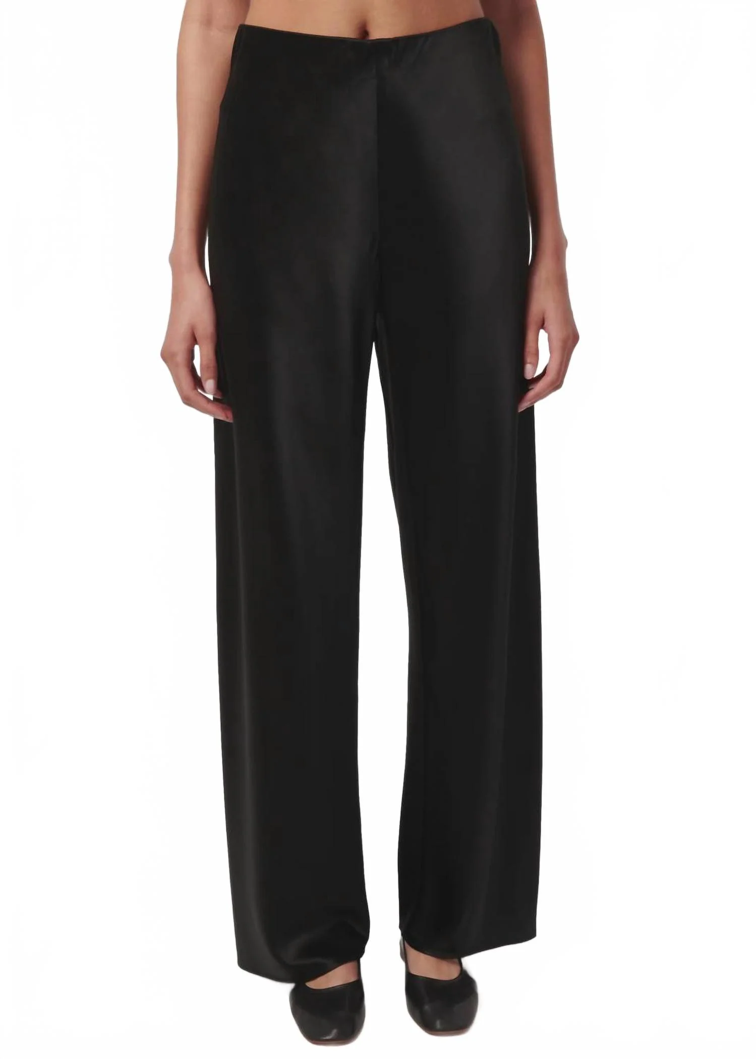 Bristol Mid Rise Satin Pull On Pant In Black