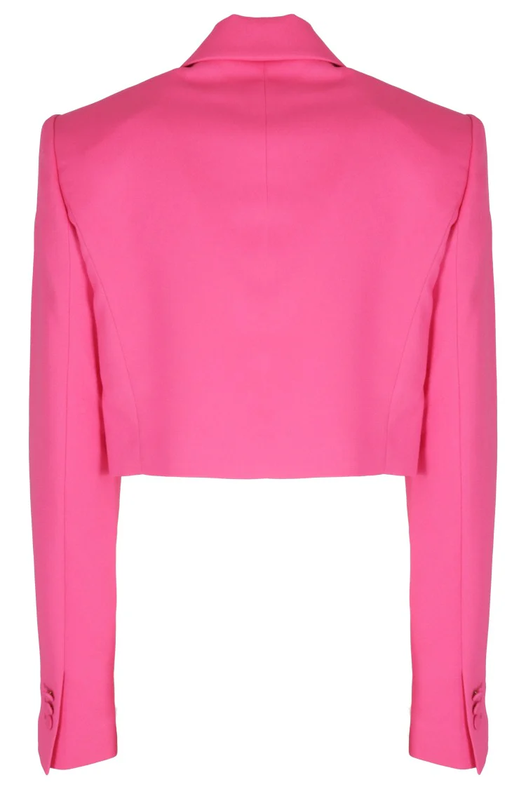 Cropped Fuchsia Blazer With Classic Lapel