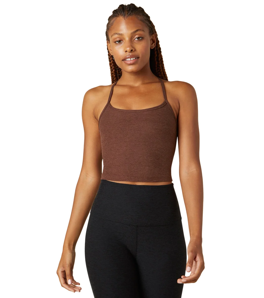 Beyond Yoga Spacedye Slim Racerback Cropped Tank Mahogany Brown Heather