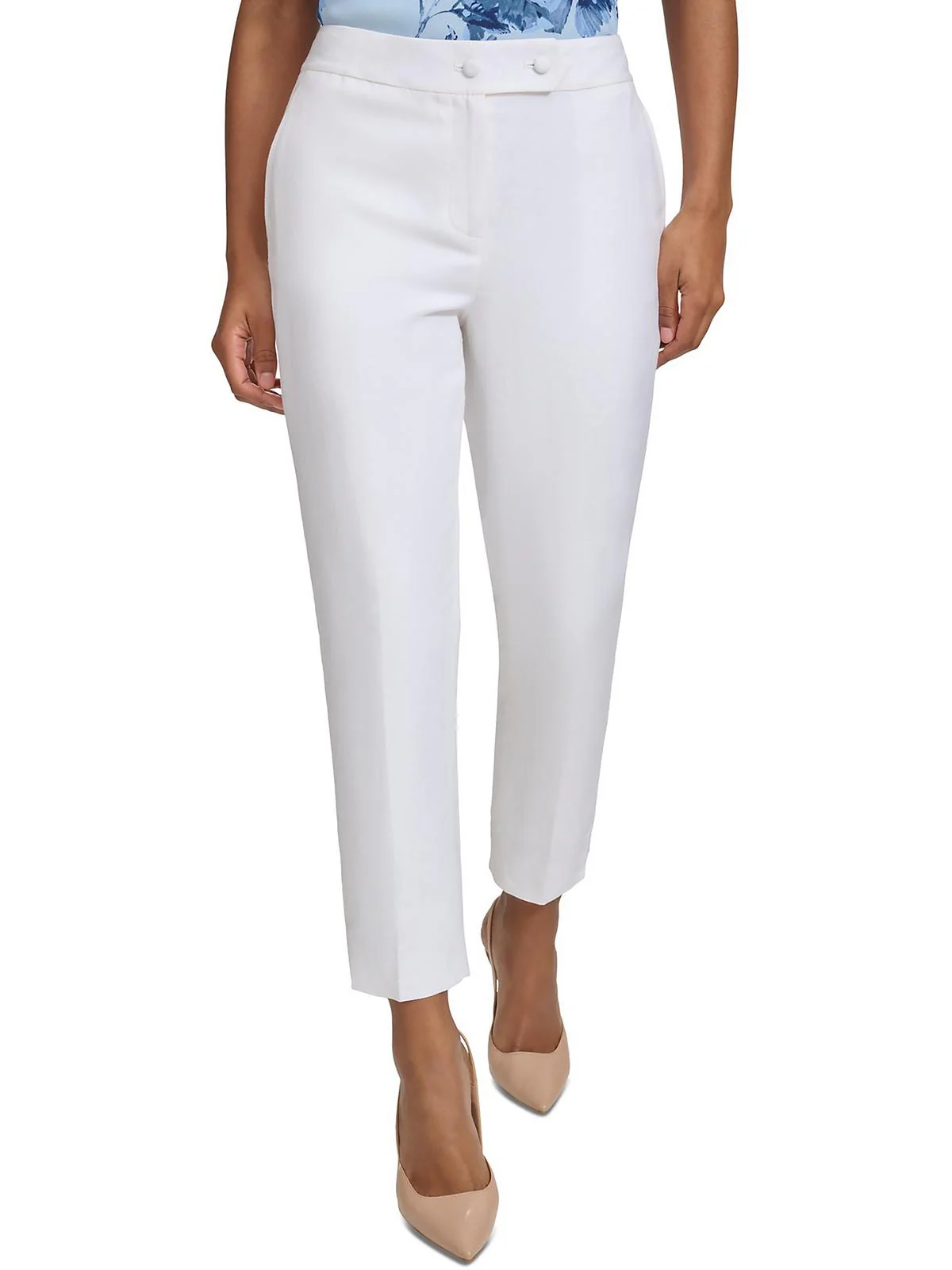 Petites Womens High Rise knit Straight Leg Pants