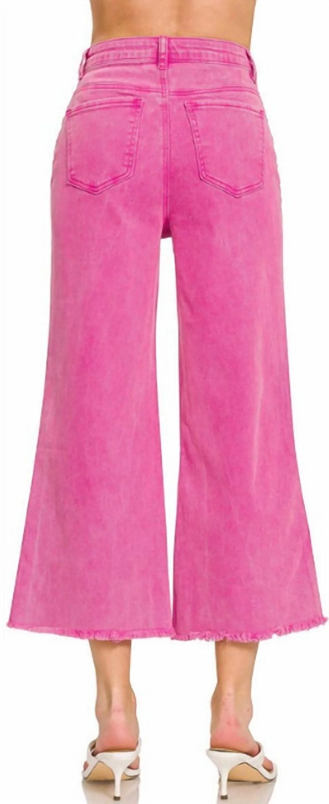 Wide Leg Jeans In Pink
