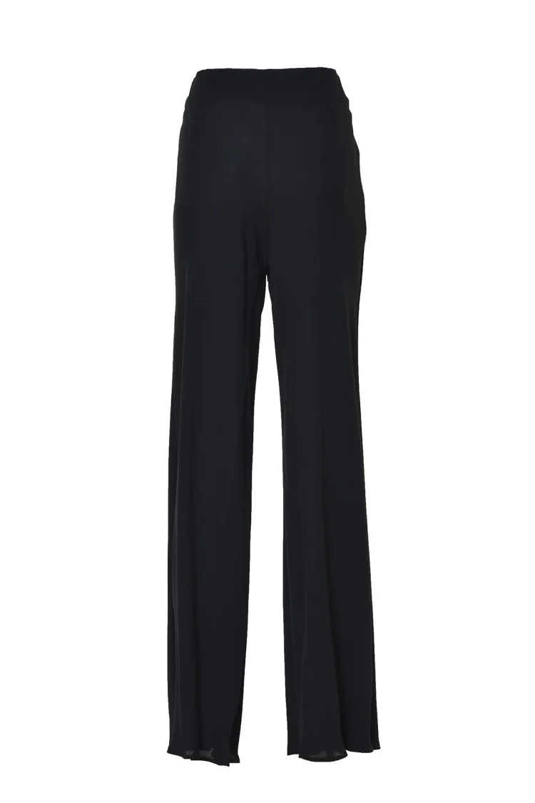 Black Viscose Flare Trousers