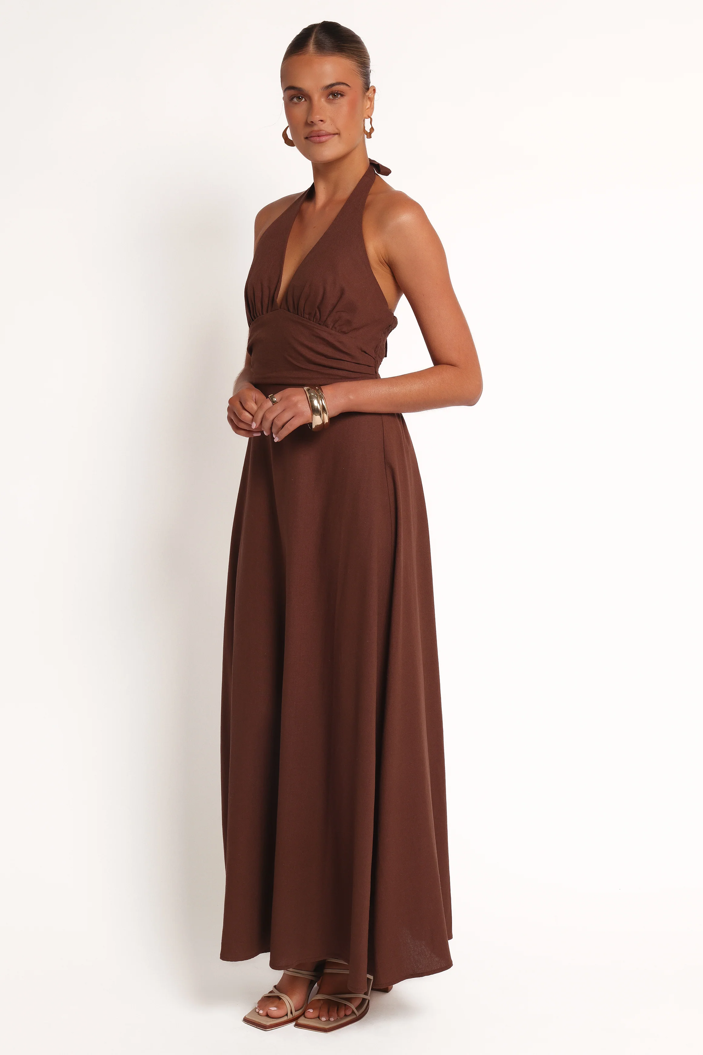 Marie Halterneck Maxi Dress - Chocolate