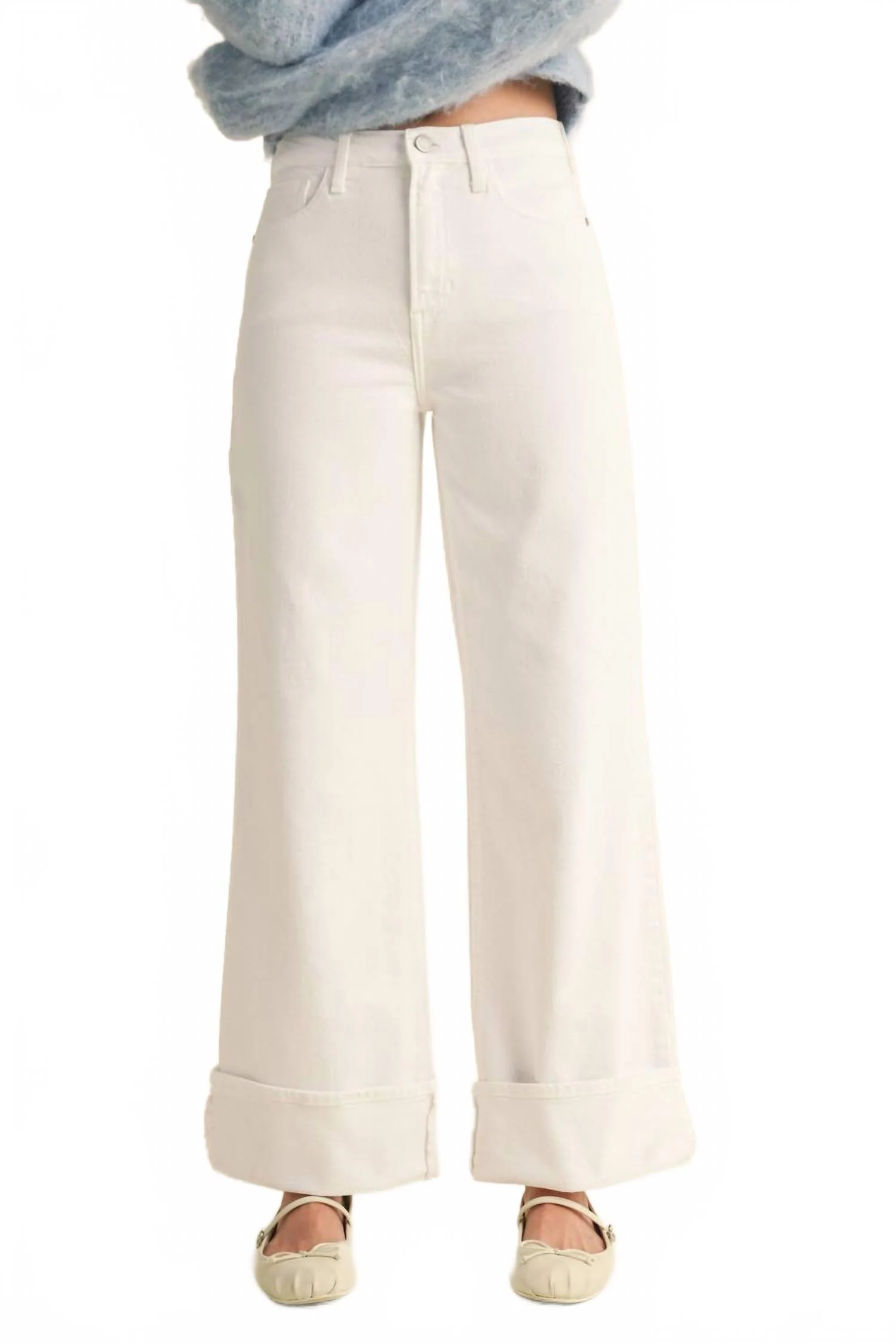 Palazzo Cuffed Pant In Optic White