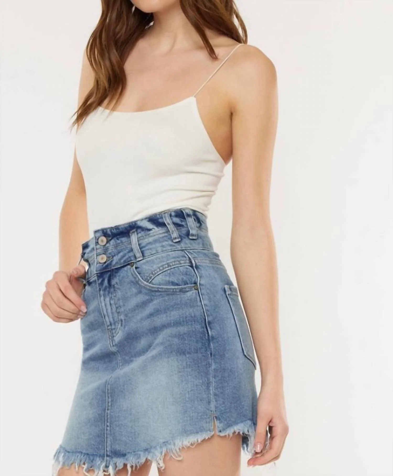 Rachel High Rise Skirt In Medium Wash