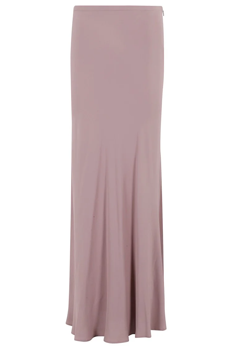 Flared Hem Crepe De Chine Maxi Skirt