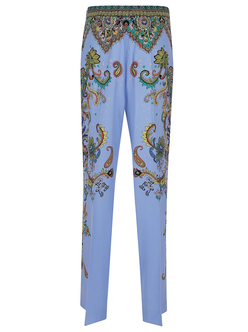 Palazzo Silk Trousers With Floral And Geometric Print